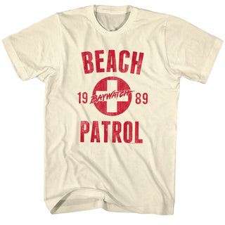 Baywatch-Beach Patrol-Natural Adult S/S Tshirt - Coastline Mall
