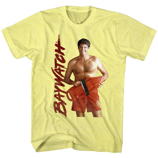 Baywatch-Dave-Yellow Heather Adult S/S Tshirt - Coastline Mall