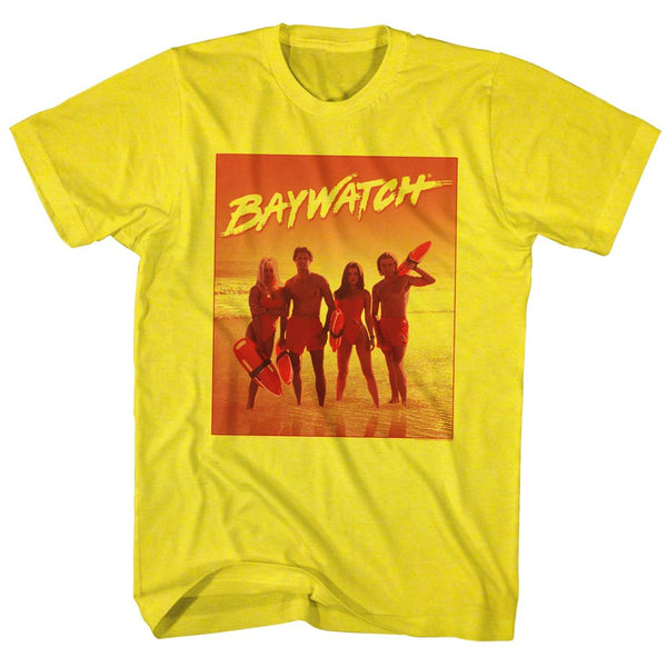 Baywatch-Orange-Yellow Adult S/S Tshirt - Coastline Mall
