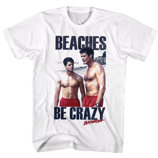 Baywatch-Beaches #A-White Adult S/S Tshirt - Coastline Mall