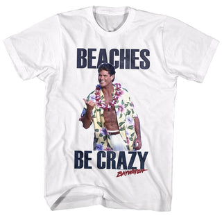 Baywatch-Beaches #B-White Adult S/S Tshirt - Coastline Mall