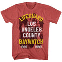 Baywatch-Lifeguard-Red Heather Adult S/S Tshirt - Coastline Mall