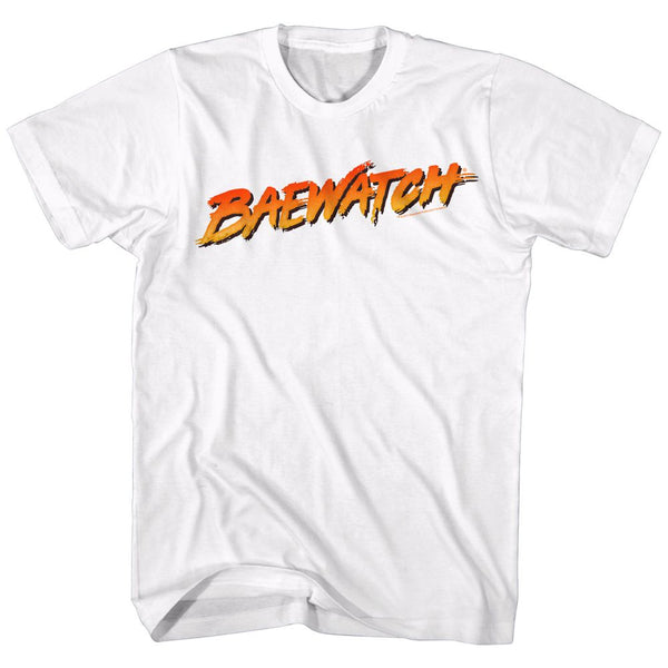 Baywatch-Baewatch Logo-White Adult S/S Tshirt - Coastline Mall