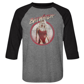 Baywatch-Vintage-Premium Heather/Vintage Black Adult 3/4 Sleeve Raglan - Coastline Mall