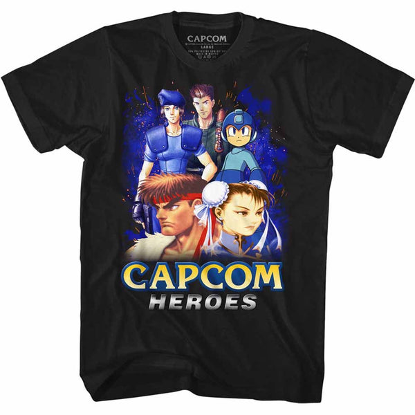 Capcom - Heroes1 | Black S/S Adult T-Shirt - Coastline Mall