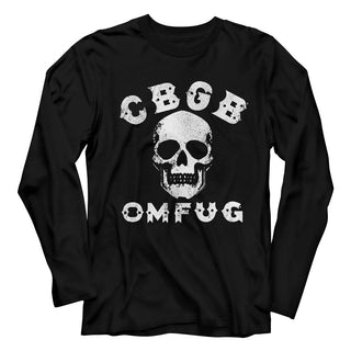 CBGB - Skull Logo Black Long Sleeve Adult T-Shirt tee - Coastline Mall