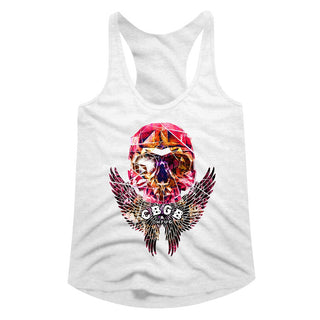 Cbgb-Faceted Skull Wings-White Ladies Racerback - Coastline Mall