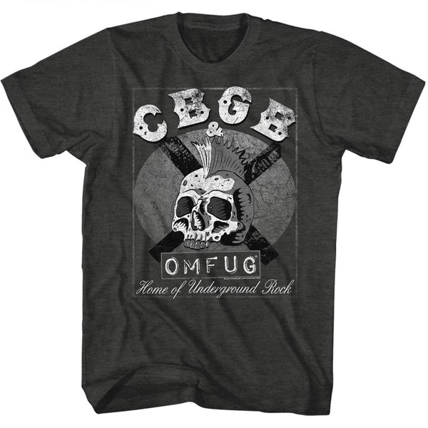 Cbgb-Skull & Tape-Black Heather Adult S/S Tshirt - Coastline Mall