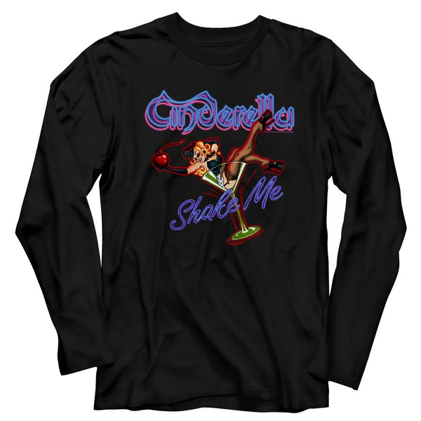 Cinderella - Shake Me Logo Black Long Sleeve Adult T-Shirt tee - Coastline Mall