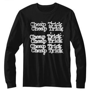 Cheap Trick Name Repeat Logo Black Adult Long Sleeve T-Shirt tee - Coastline Mall