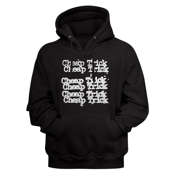 Cheap Trick Name Repeat Logo Black Adult Long Sleeve Pullover Hoodie - Coastline Mall