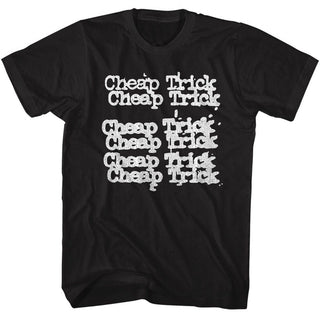 Cheap Trick Name Repeat Logo Black Adult Short Sleeve T-Shirt tee - Coastline Mall