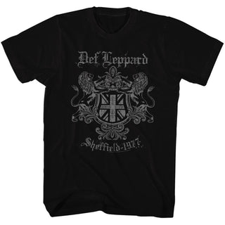 Def Leppard-Sheffield77-Black Adult S/S Tshirt - Clothing, Shoes & Accessories:Men's Clothing:T-Shirts - Coastline Mall