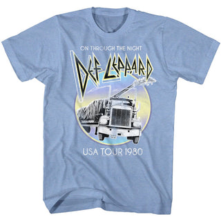 Def Leppard-Pastel Night-Light Blue Heather Adult S/S Tshirt - Clothing, Shoes & Accessories:Men's Clothing:T-Shirts - Coastline Mall