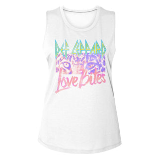 Def Leppard-Love Bites-White Ladies Muscle Tank - Clothing, Shoes & Accessories:Women's Clothing:T-Shirts - Coastline Mall