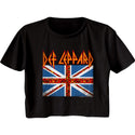 Def Leppard-Leopard Flag-Black Ladies S/S Festival Cali Crop - Coastline Mall