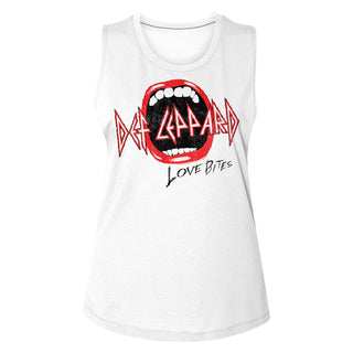 Def Leppard-Mouth-White Ladies Muscle Tank - Coastline Mall