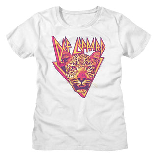 Def Leppard-Leppard Leopard-White Ladies S/S Tshirt - Coastline Mall