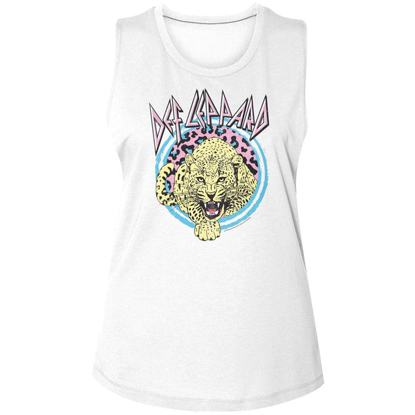 Def Leppard - Pastel Leppard 2 | White Ladies Muscle Tank Top | Shirts & Tops - Coastline Mall