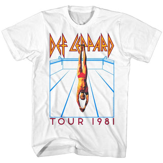 Def Leppard-He's Swimming-White Adult S/S Tshirt - Coastline Mall