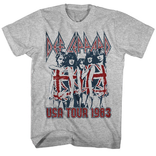 Def Leppard-USA Tour 1983-Gray Heather Adult S/S Tshirt - Coastline Mall