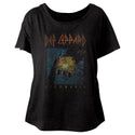 Def Leppard-Faded Pyromania-Vintage Black Ladies S/S Dolman - Coastline Mall