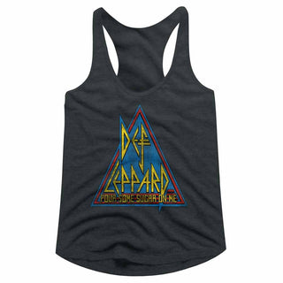 Def Leppard-Primary Triangle-Dark Gray Heather Ladies Racerback - Coastline Mall