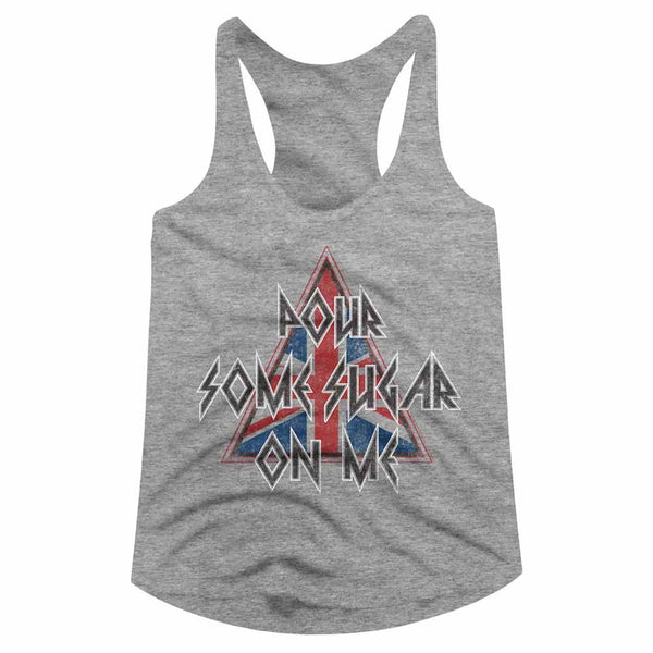 Def Leppard-Pour Some Triangle-Gray Heather Ladies Racerback - Coastline Mall