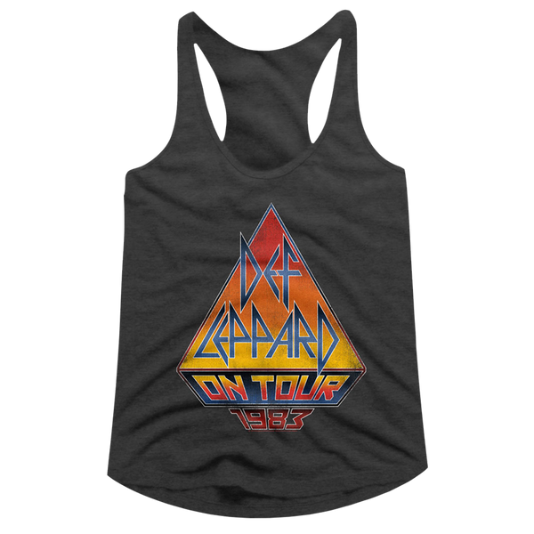 Def Leppard-On Tour 83-Dark Gray Heather Ladies Racerback - Coastline Mall