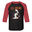 Def Leppard-Nobghyst-Vintage Black/Vintage Red Adult 3/4 Sleeve Raglan - Coastline Mall