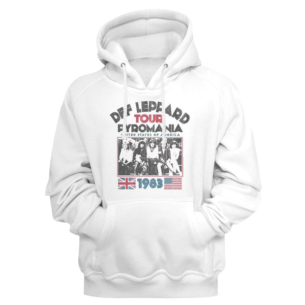 Def Leppard - Pyro Tour | White L/S Pullover Adult Hoodie - Coastline Mall