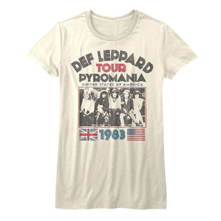 Def Leppard-Pyro Tour-Vintage White Ladies S/S Tshirt - Coastline Mall