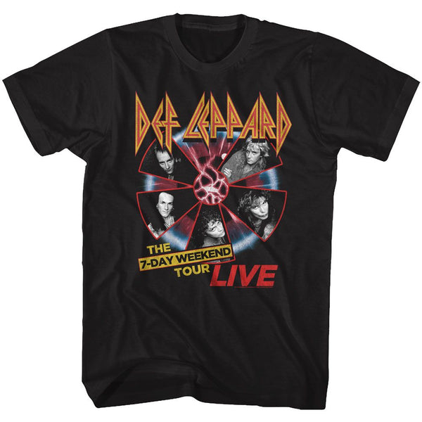 Def Leppard - 7 Day Weekend Logo Black Short Sleeve Adult T-Shirt tee - Coastline Mall