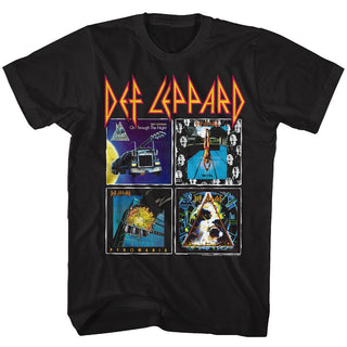 Def Leppard - 1980's Albums Logo Black Adult Short Sleeve T-Shirt tee - Coastline Mall