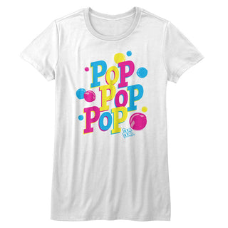 Dum Dums-Pop Pop Pop-White Ladies S/S Tshirt - Coastline Mall
