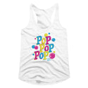 Dum Dums-Pop Pop Pop-White Ladies Racerback - Coastline Mall