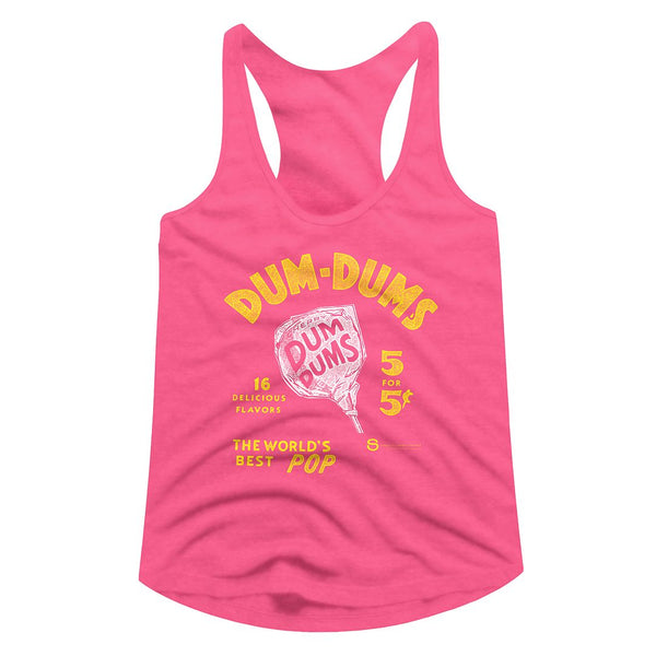 Dum Dums-World's Best Pop-Hot Pink Ladies  Racerback - Coastline Mall
