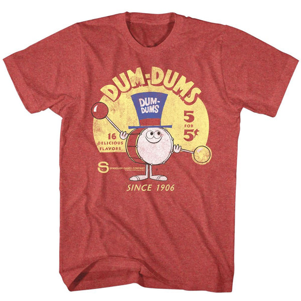 Dum Dums-Drum Man Ad-Red Heather Adult S/S Tshirt - Coastline Mall