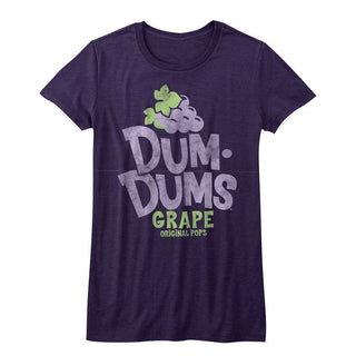 Dum Dums - Grape Logo Purple Heather Juniors Short Sleeve T-Shirt tee - Coastline Mall