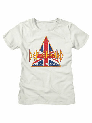 Def Leppard-British Rock Of Ages-Vintage White Ladies S/S Tshirt - Coastline Mall