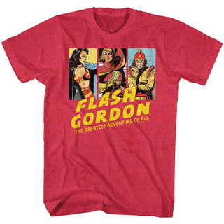 Flash Gordon-Group Shot-Cherry Heather Adult S/S Tshirt - Coastline Mall