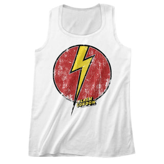 Flash Gordon-Flash Bolt-White Adult Tank - Coastline Mall