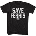 Ferris Beuller'S Day Off - Save Ferris Wht Ink | Black S/S Adult T-Shirt - Coastline Mall