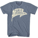 Ferris Bueller's Day Off - Save Ferris Pennant | Indigo Heather S/S Adult T-Shirt - Coastline Mall