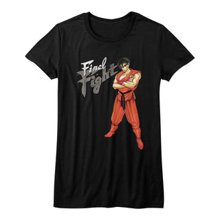 Final Fight-Guy-Black Ladies S/S Tshirt - Coastline Mall