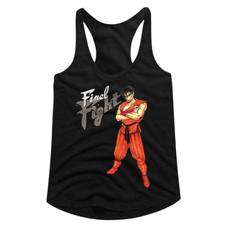 Final Fight-Guy-Black Ladies Racerback - Coastline Mall