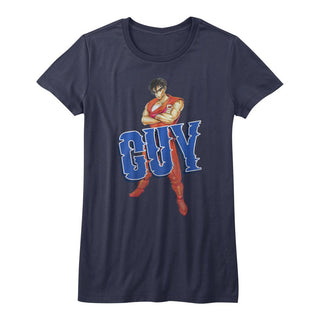 Final Fight-Guy-Navy Ladies S/S Tshirt - Coastline Mall