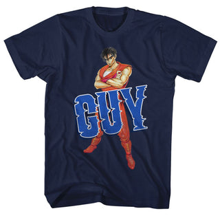 Final Fight-Guy-Navy Adult S/S Tshirt - Coastline Mall