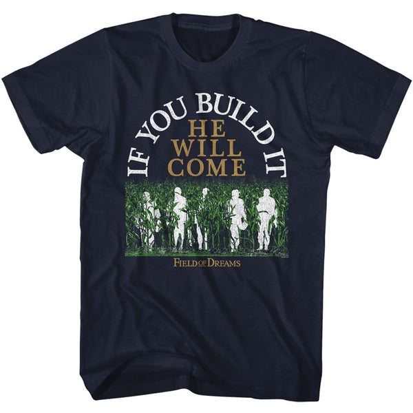 Field Of Dreams-Field Of Dreams He Will Come-Navy Adult S/S Tshirt