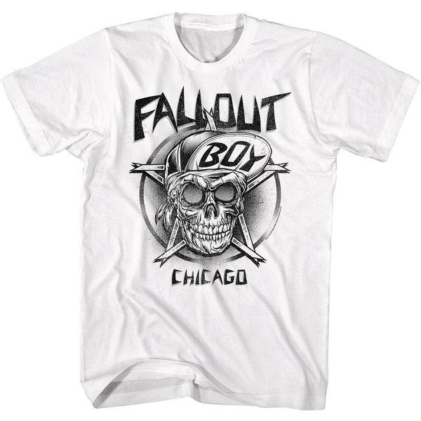 Fall Out Boy - FOB Chicago Logo White Short Sleeve Adult T-Shirt tee Officially Licensed Clothing and Apparel from Coastline Mall